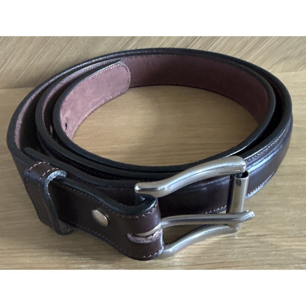 Hanks Belts Dark Brown Leather Belt Size 44 Made in USA Model 2425